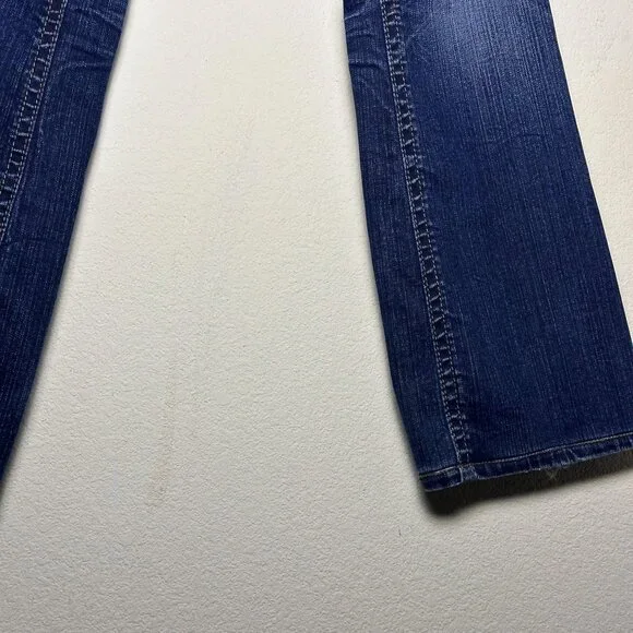 Y2K Mek Denim Jean Pant Women 30x34 Moscow Slim Boot Flared Distressed Blue - Picture 12 of 15